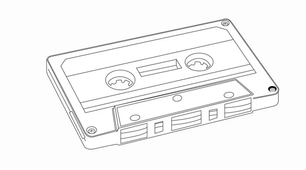 Vector Isolated Lines Illustration Cassette — Stock Vector