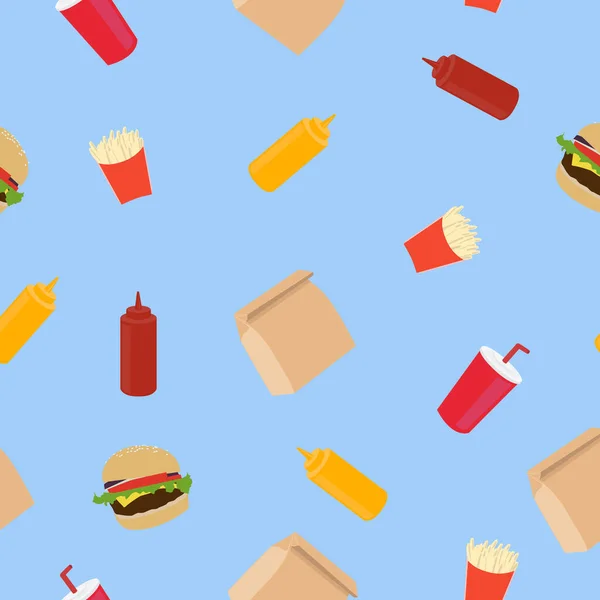 Vector Illustratie Van Een Take Away Food Naadloos Patroon Achtergrond — Stockvector