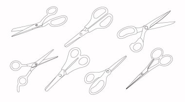 Siyah ve Beyaz Makas Resimlerinin Vektör Kümesi