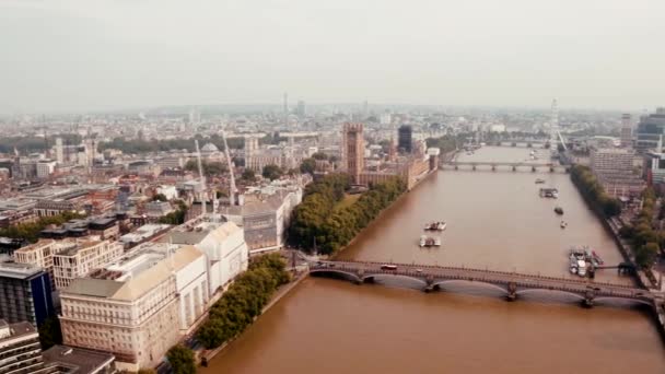 Вид з повітря на Лондон і річку Темзи Лондон — стокове відео