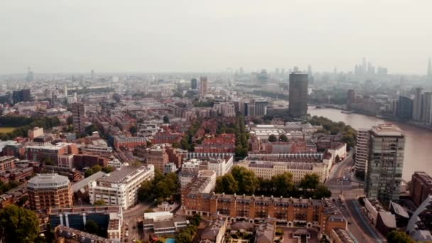 Flygfoto över London och floden Thames London — Stockvideo