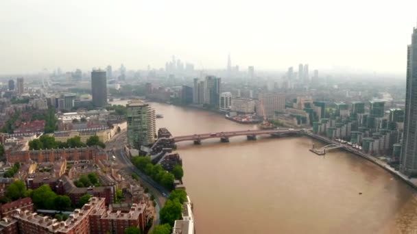 Pemandangan udara london dan sungai thames london — Stok Video