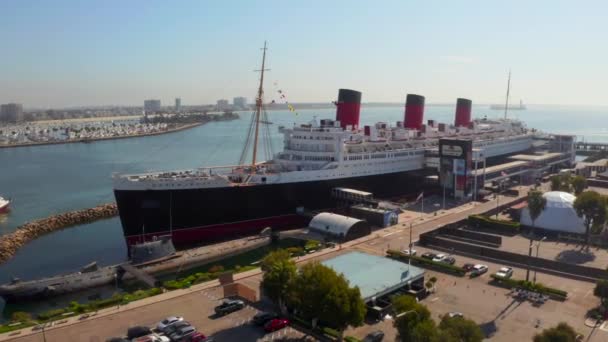 Luftbild von rms queen mary ocean liner long beach kalifornien — Stockvideo