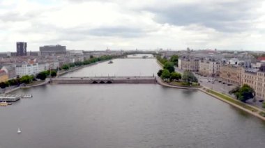 Danimarka Kopenhag kanal köprülerinin hava görüntüsü