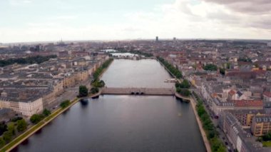 Danimarka Kopenhag kanal köprülerinin hava görüntüsü