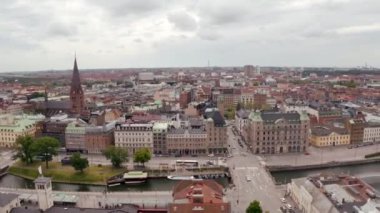 İsveç 'teki Malmö şehrinin hava manzarası