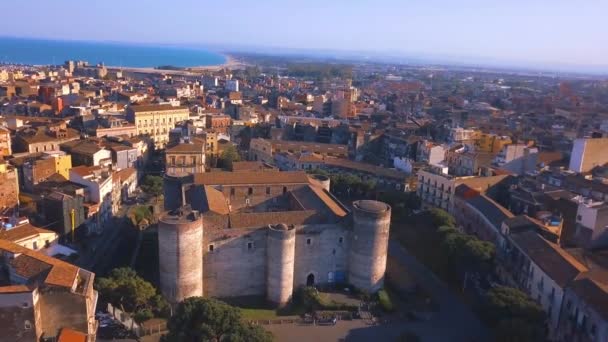 Antenn utsikt över slottet i Catania Sicilien södra italy — Stockvideo