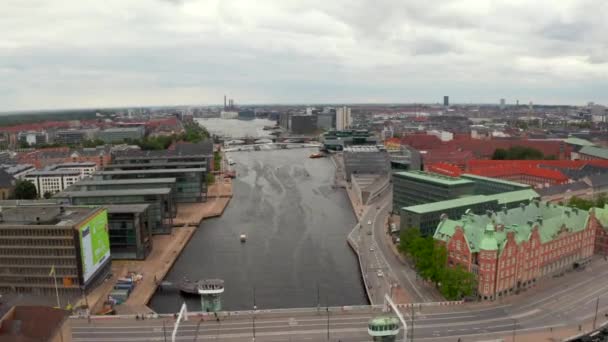 Vista aérea das pontes do canal de copenhagen denmark — Vídeo de Stock