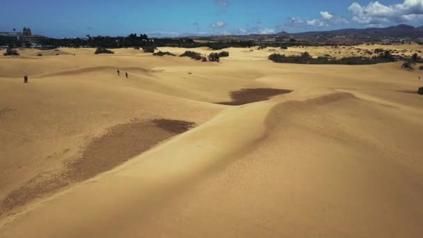 Légi kilátás nyílik a sivatagra a maspalomas dűnék a sziget gran canaria — Stock videók