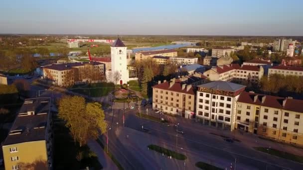 Letonya 'daki Jelgava şehrinin hava görüntüsü — Stok video