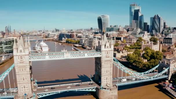 Vista aérea de torre puente fragmento londres skyline londres reino unido — Vídeo de stock