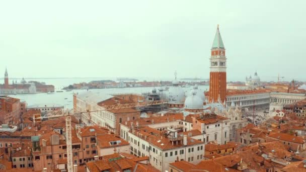 Morgon utsikt över st märken fyrkantiga i venice — Stockvideo