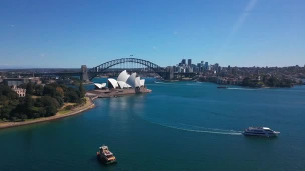 Sydney casa de ópera vista aérea do helicóptero — Vídeo de Stock