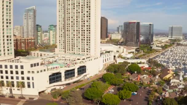 Εναέρια πανόραμα του San Diego παραλία ca όμορφη στο κέντρο της πόλης — Αρχείο Βίντεο