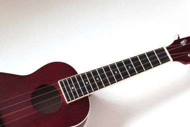 Ukulele beyaz bir arkaplanı geçer