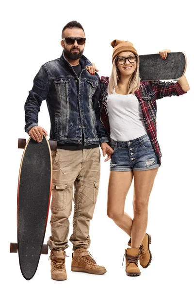 男性スケーターと女性スケーター — ストック写真