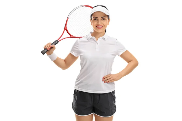 Jugadora de tenis con raqueta —  Fotos de Stock