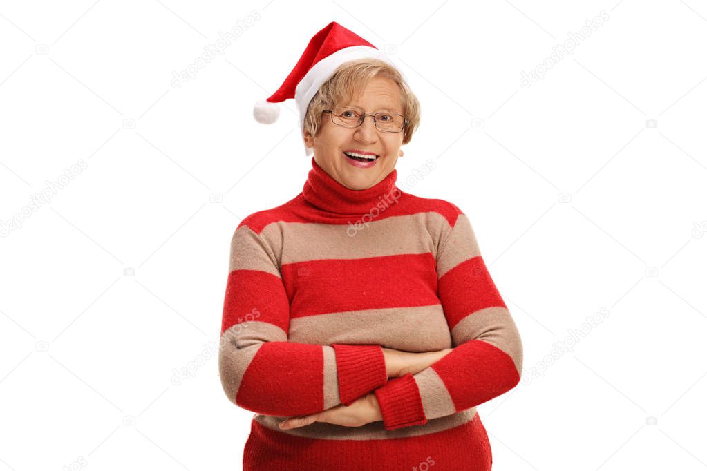 Cheerful lady posing with her arms crossed