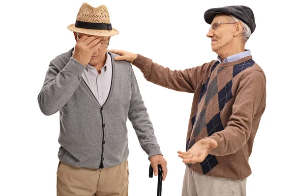 Senior comforting another senior — Stock Photo, Image