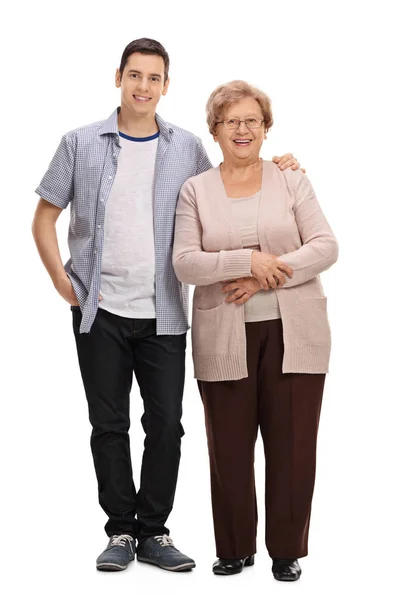 Starsza kobieta i młody mężczyzna — Zdjęcie stockowe