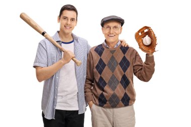 adam bir beysbol sopası ve eldiven bir ile bir senior