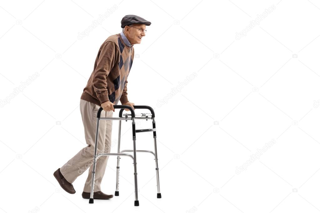 Senior using a walker