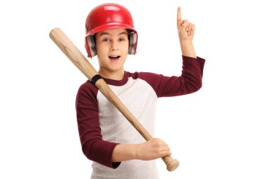 yukarı dönük beysbol ekipman ile çocuk