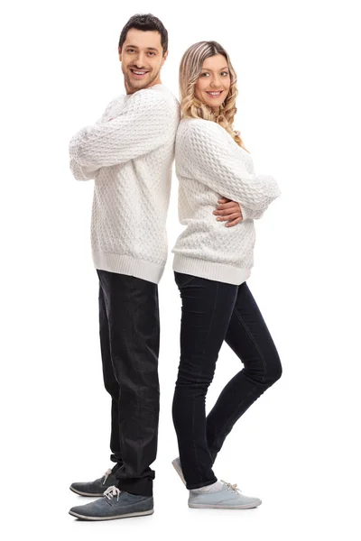 Man en een vrouw staan rug aan rug — Stockfoto