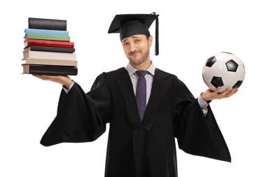 kitap ve bir futbol tutan bir yüksek lisans öğrencisi