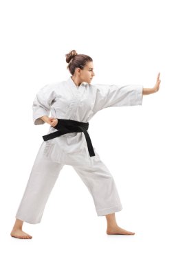 Karate pratik bir kimono genç kadın