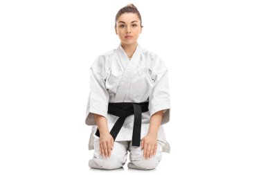 Katta oturan bir kimono kız