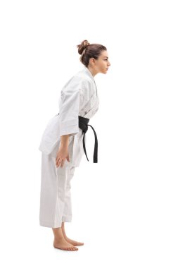 Dişi aşağı eğilerek bir kimono içinde