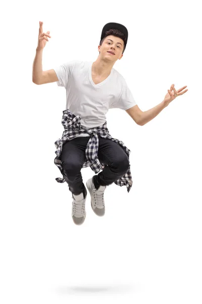 Portrait of a teenager jumping — Stock Photo, Image