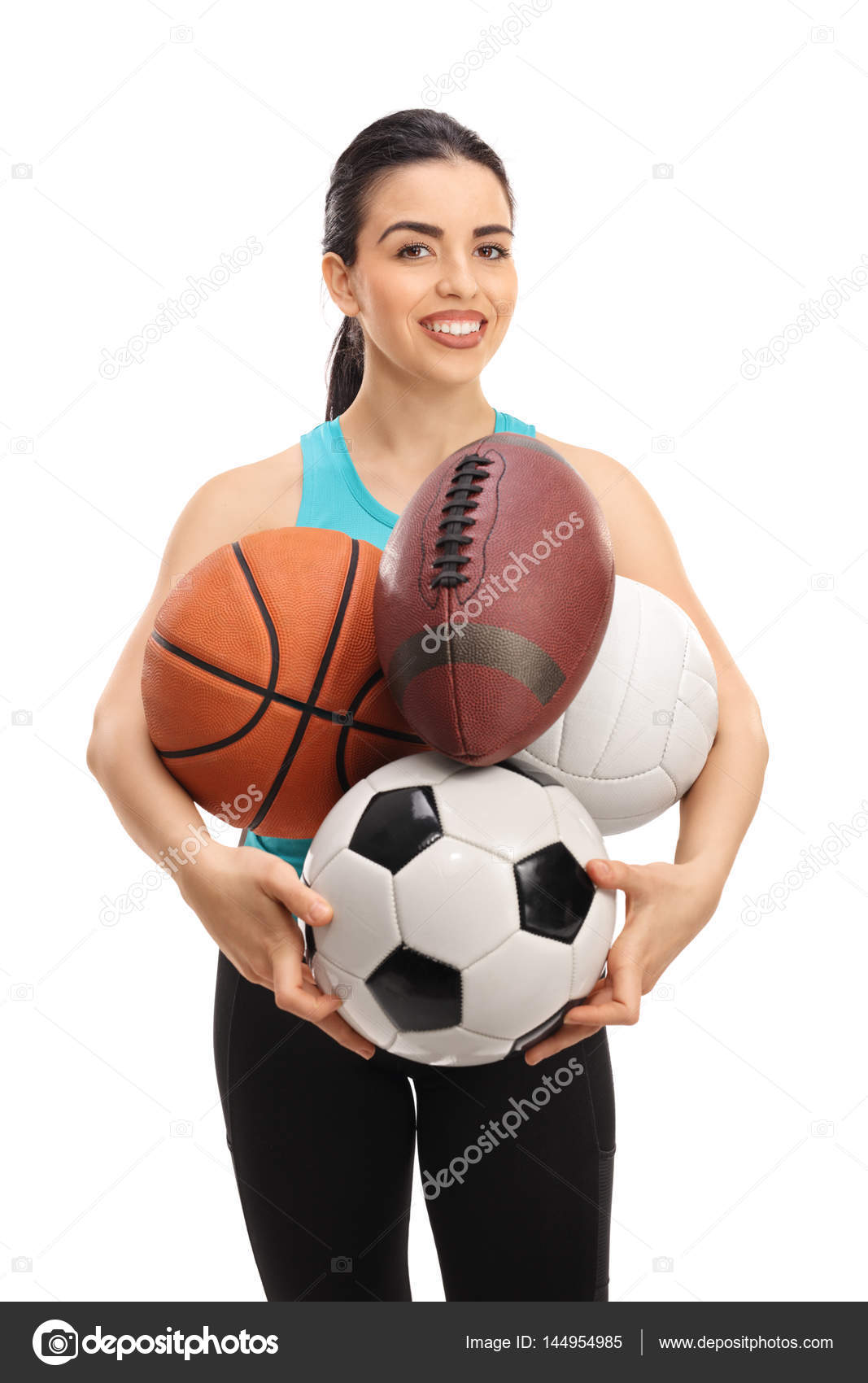 Woman Holding Different Kinds Of Sports Balls Stock Photo By C Ljsphotography Woman Holding Different Kinds Of Sports Balls Stock Photo By C Ljsphotography