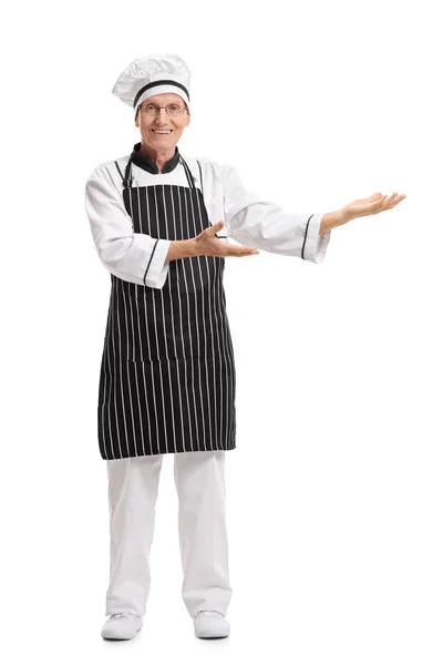 Chef-kok met zijn handen gebaren — Stockfoto