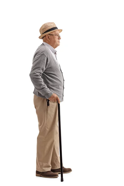 Senior mit Blindenstock wartet in der Schlange — Stockfoto