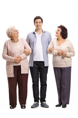 young man with two mature women clipart