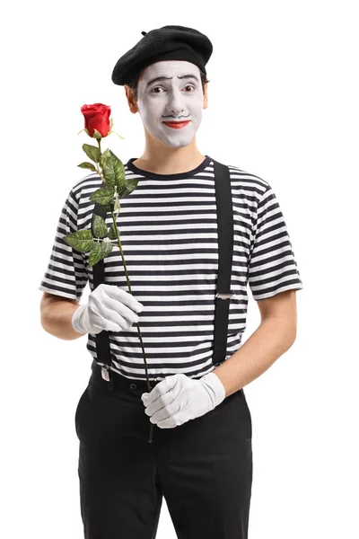 Mime tenant une rose rouge — Photo