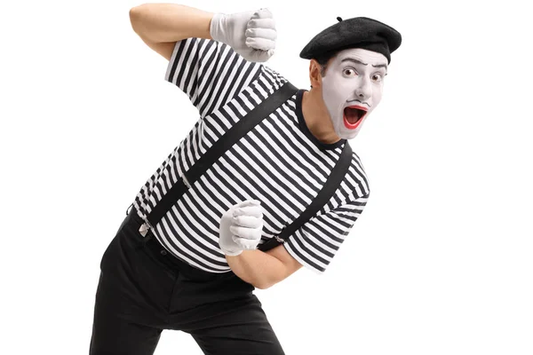 Mime derrière un panneau imaginaire — Photo