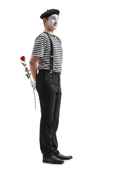 Mime with a rose waiting in line — Stock Photo, Image