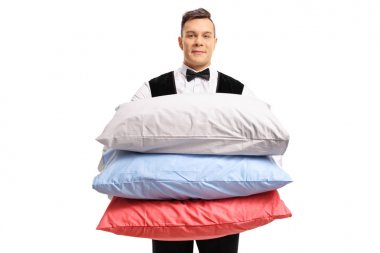 Butler with three pillows clipart