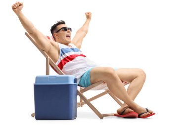 adam bir şezlong el mutluluk