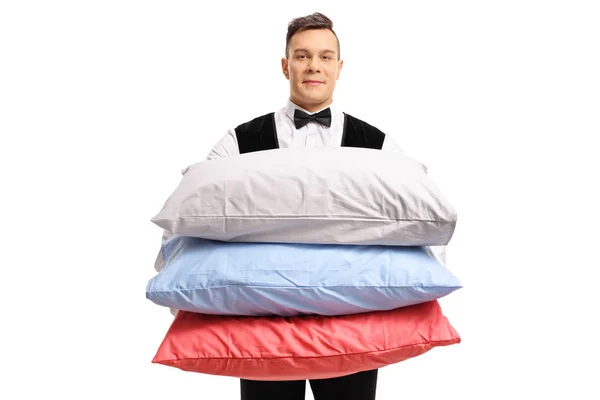 Butler with three pillows — Stock Photo, Image