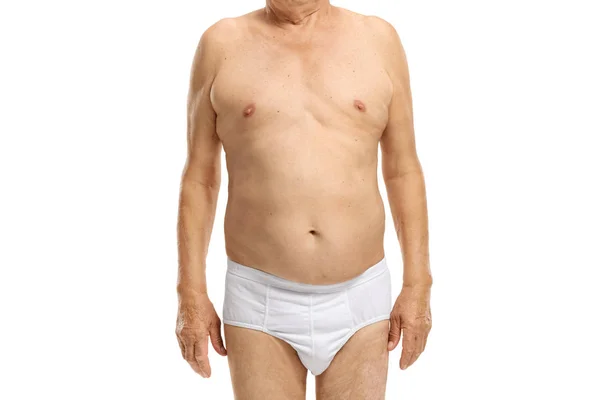 Corpo de um homem idoso em roupa interior — Fotografia de Stock