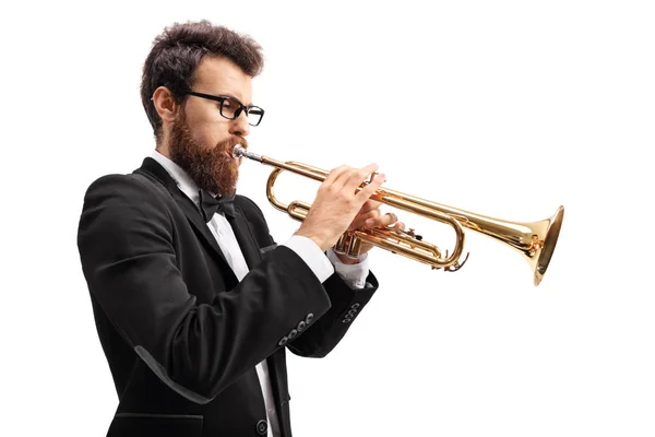 Músico tocando una trompeta — Foto de Stock