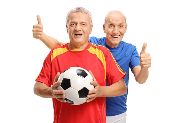 サッカーと親指のサッカー選手 — ストック写真