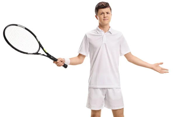 Unzufriedener Teenager-Tennisspieler — Stockfoto