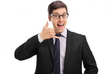 Neşeli işadamı bana jest arama yapma