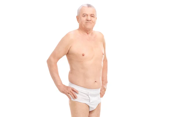 Volwassen man in ondergoed kijken naar de camera — Stockfoto