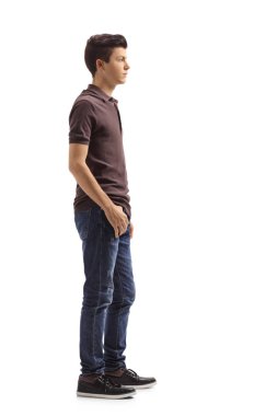 Teenage boy waiting in line clipart